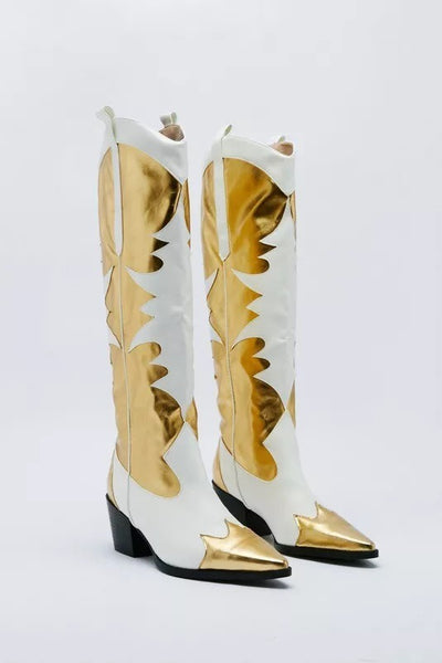 Thick heeled women's shoes, long and short boots, gold stitching women's shoes eprolo BAD PEOPLE