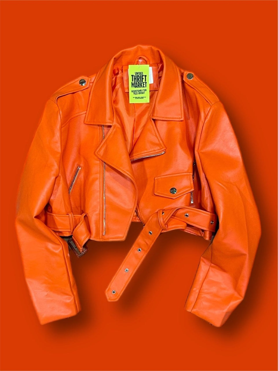 Chiodo cropped ecopelle donna