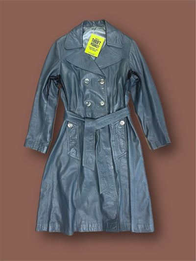 Trench cappotto in pelle vintage grigio tg 42 Thriftmarket BAD PEOPLE