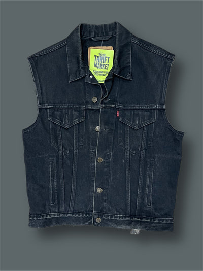 Gilet smanicato levis vintage jeans tg M Nero Thriftmarket BAD PEOPLE