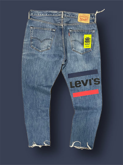 Jeans levis 501 logo print vintage tg 36 cut Thriftmarket BAD PEOPLE