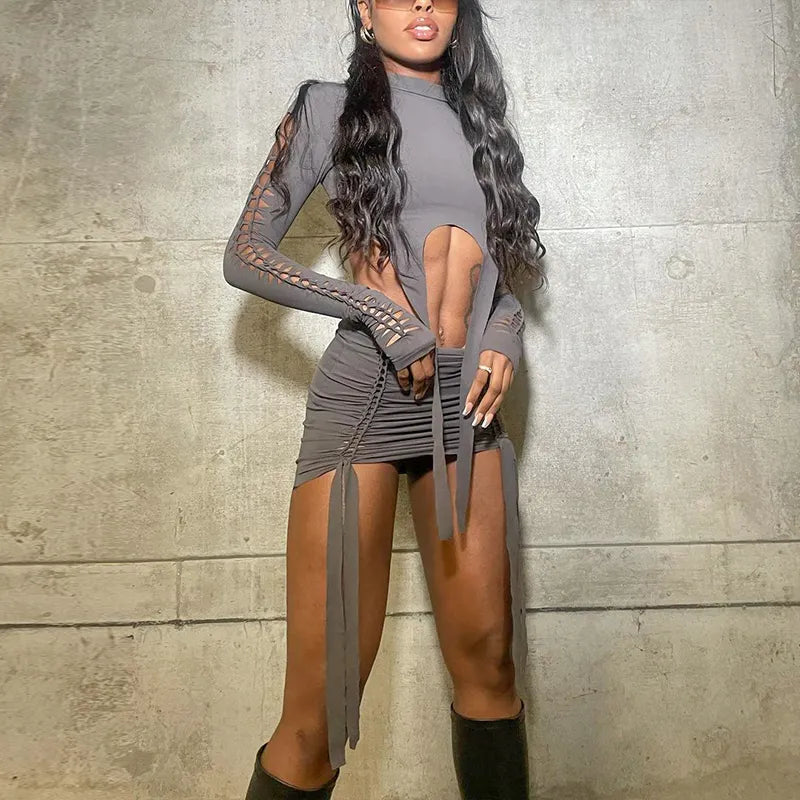 Set donna completo due pezzi top e gonna