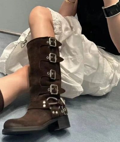 Stivale alto fibie con anello regolabile suede donna MUST HAVE BAD PEOPLE