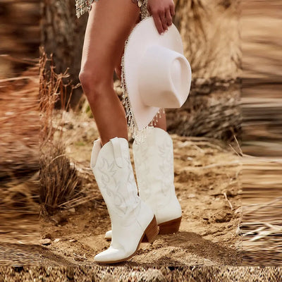 Texano donna ricamato basso con tacco MUST HAVE