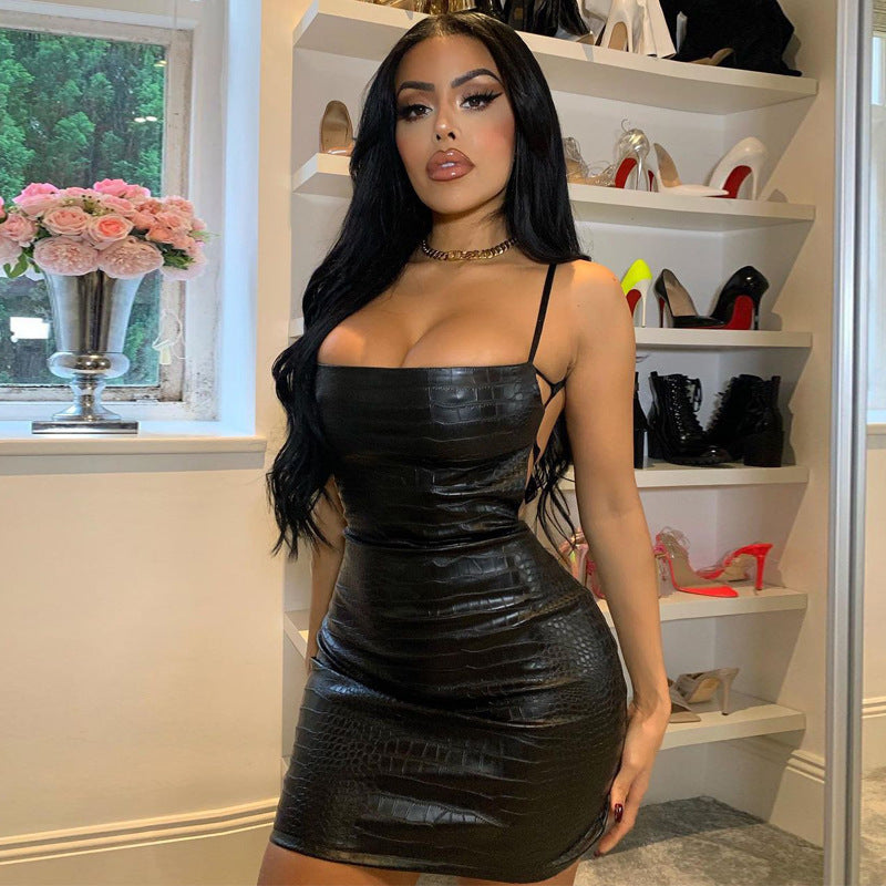 Liana faux leather dress for women