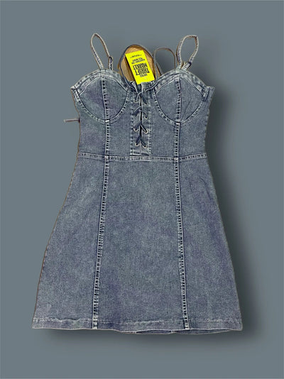 Abito mini jeans stringato scollato tg unica Thriftmarket