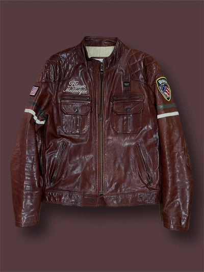 Biker pelle Blauer Vintage tg L Thriftmarket
