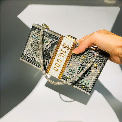 Borsa dollaro gioiello glitter con manico clutch jewels 3TT904317-GN MUST HAVE