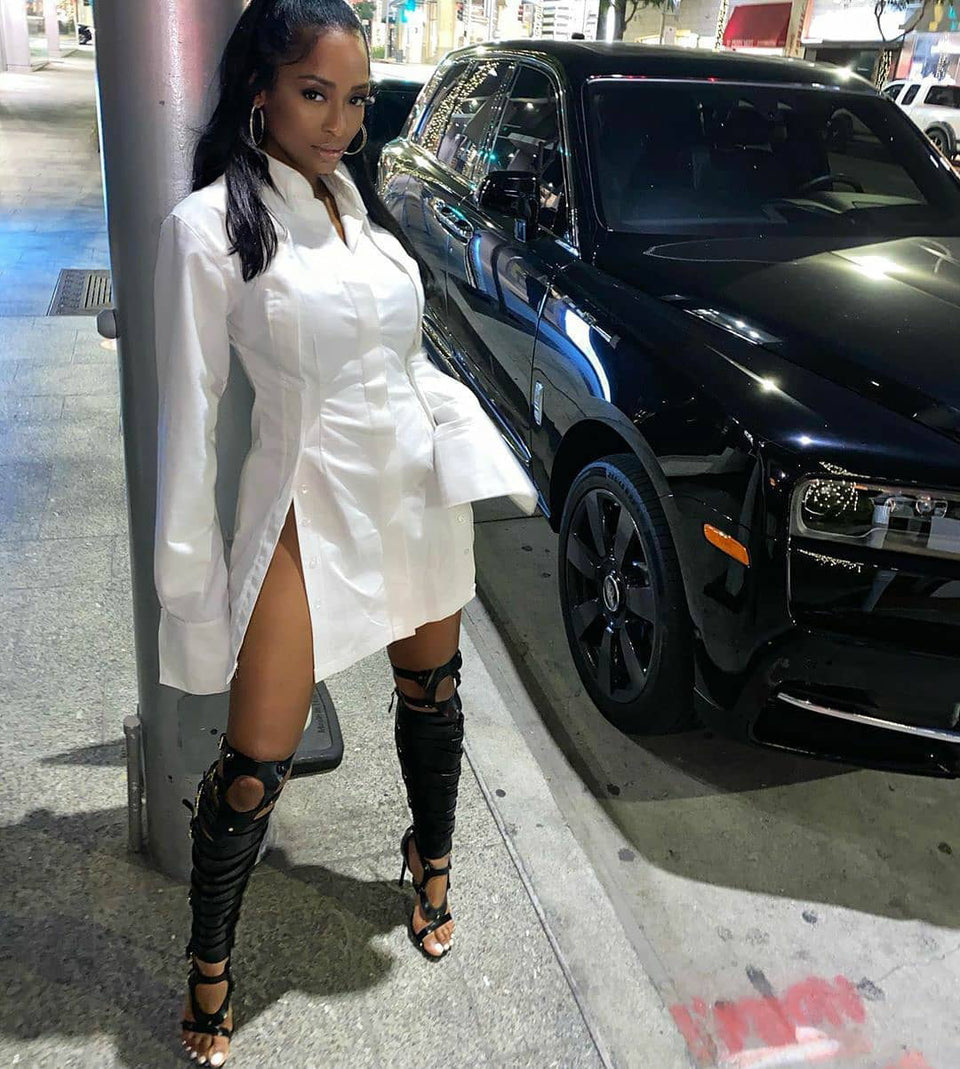 Abito con spacchi camicia donna