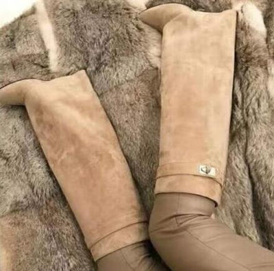 Stivale alto shark beige suede donna Beige MUST HAVE