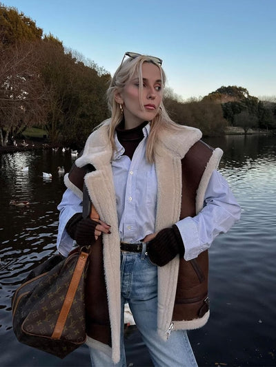 Montone ecologico smanicato oversize Zakya Donna Brown MUST HAVE