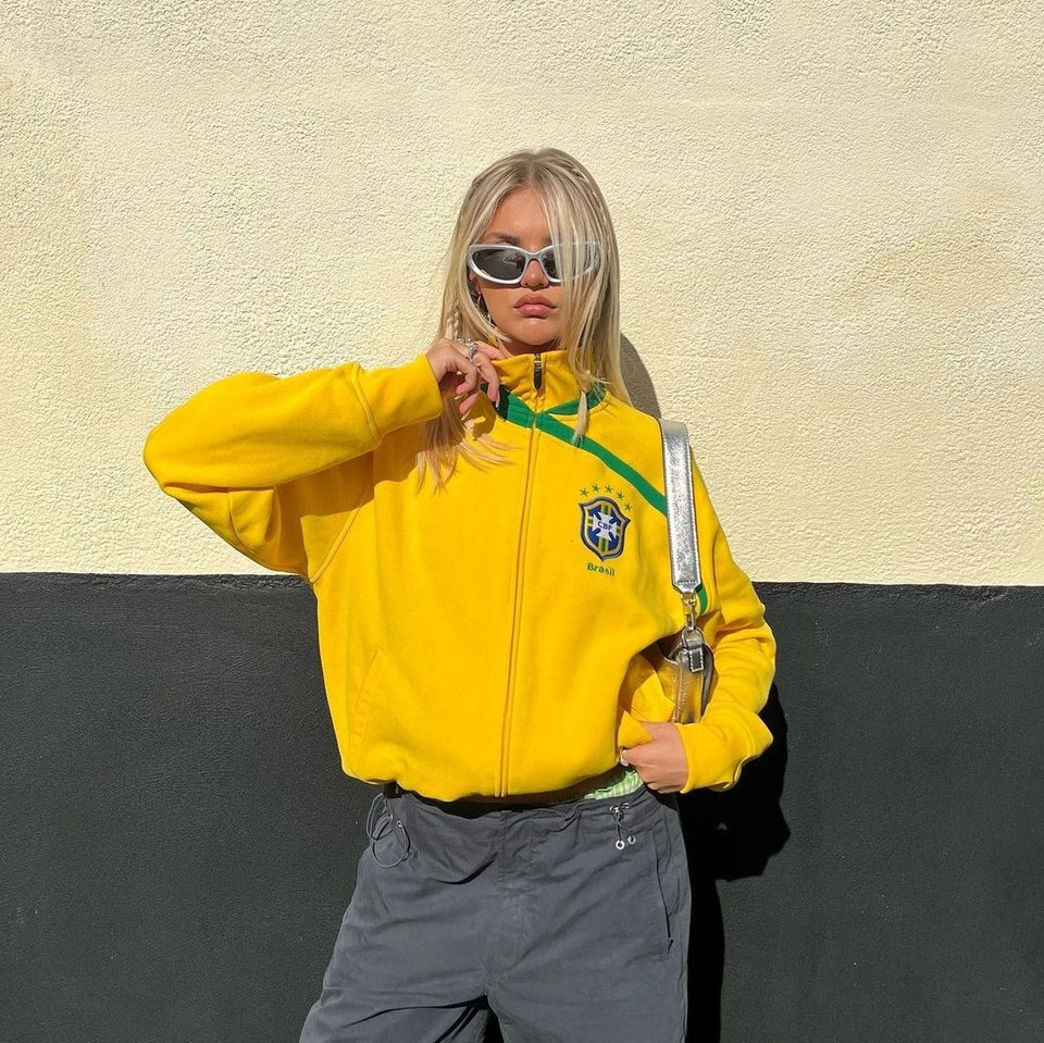 Sudadera mujer brasil bordado full zip y2k
