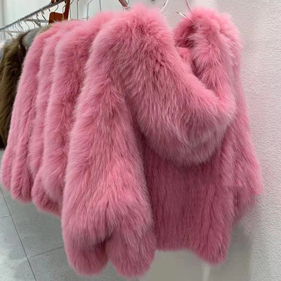 Pelliccia vera volpe con cappuccio oversize MUST HAVE