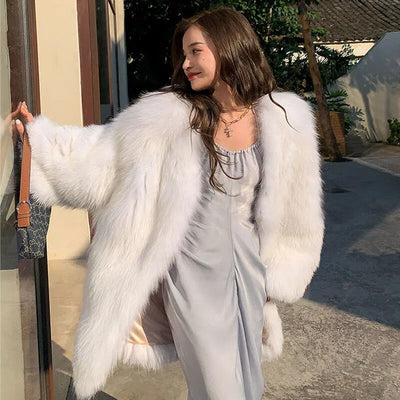White Faux Fur Coats Female Thick Warm White MUST HAVE
