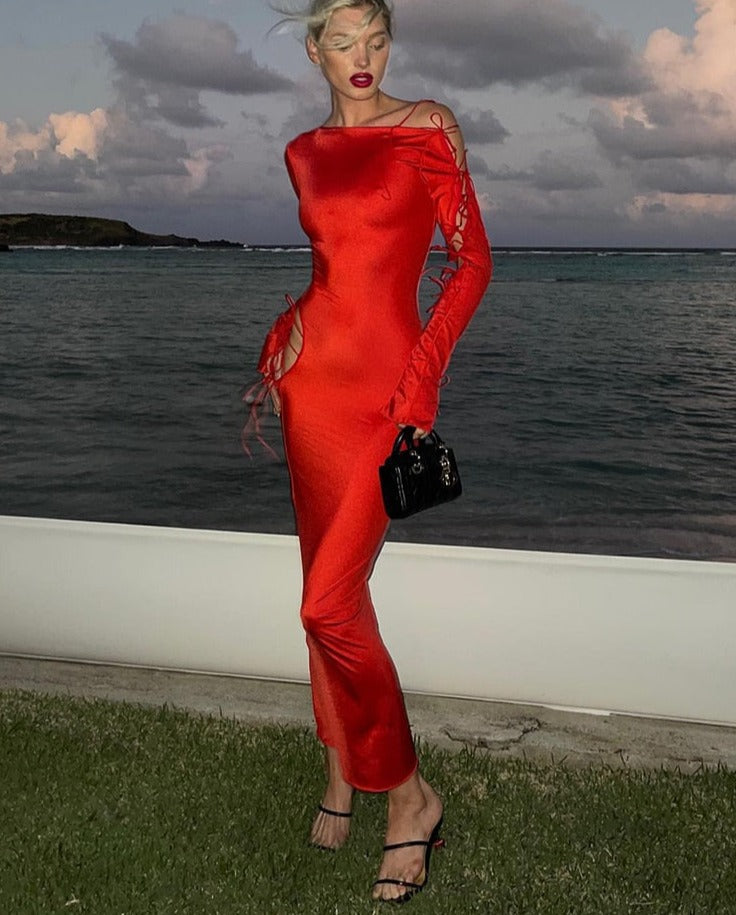 Vestido largo con cordones Ava