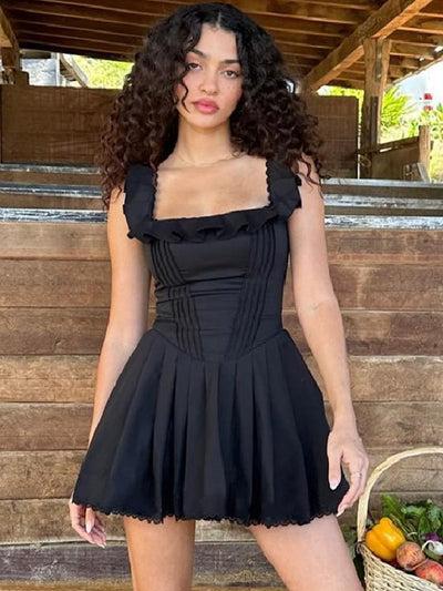 Abito corto donna scollato dritto black MUST HAVE