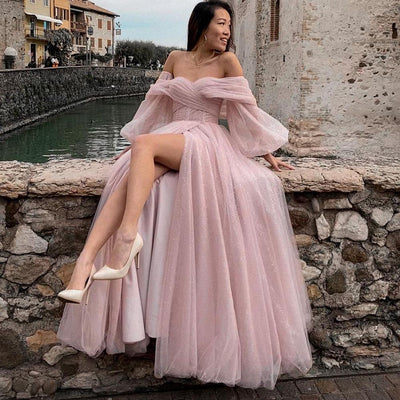 Abito lungo cerimonia Madeline scollo dritto spacco as picture CELEBRITY