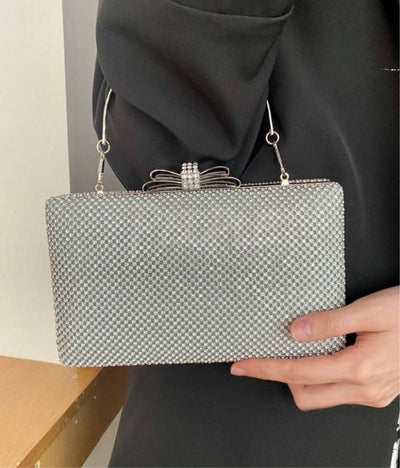 Clutch diamond Glitter Argento MUST HAVE