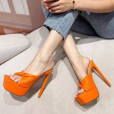 Sandalo donna tacco alto aperto orange MUST HAVE